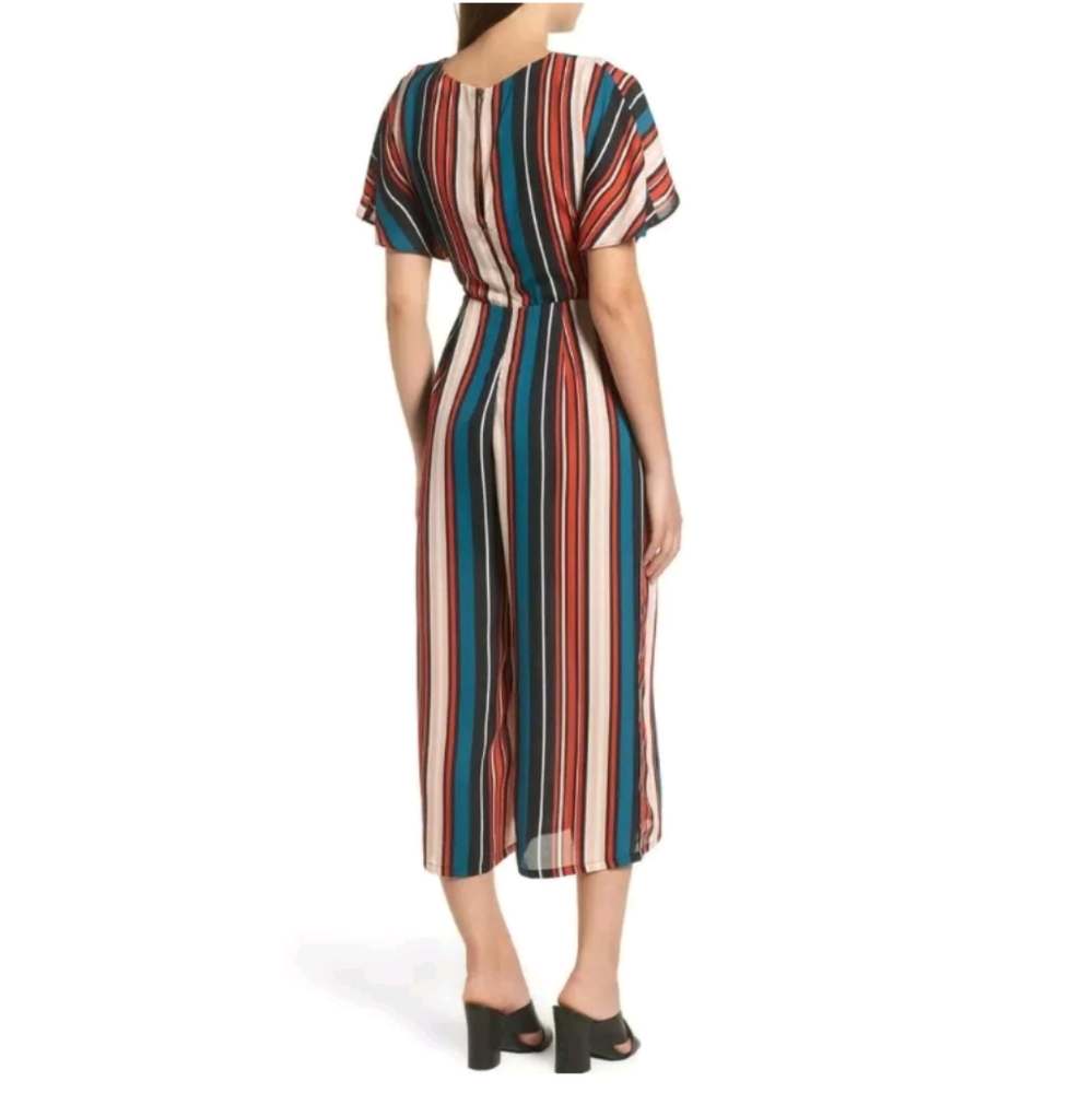 Leith Striped Tie Waist Wide Leg Cropped Jumpsuit - Picture 3 of 13